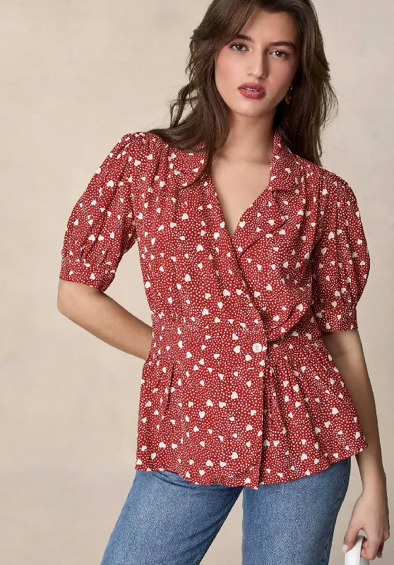 Blouse Dalia Amour-Rouge Satin Drape Blouse