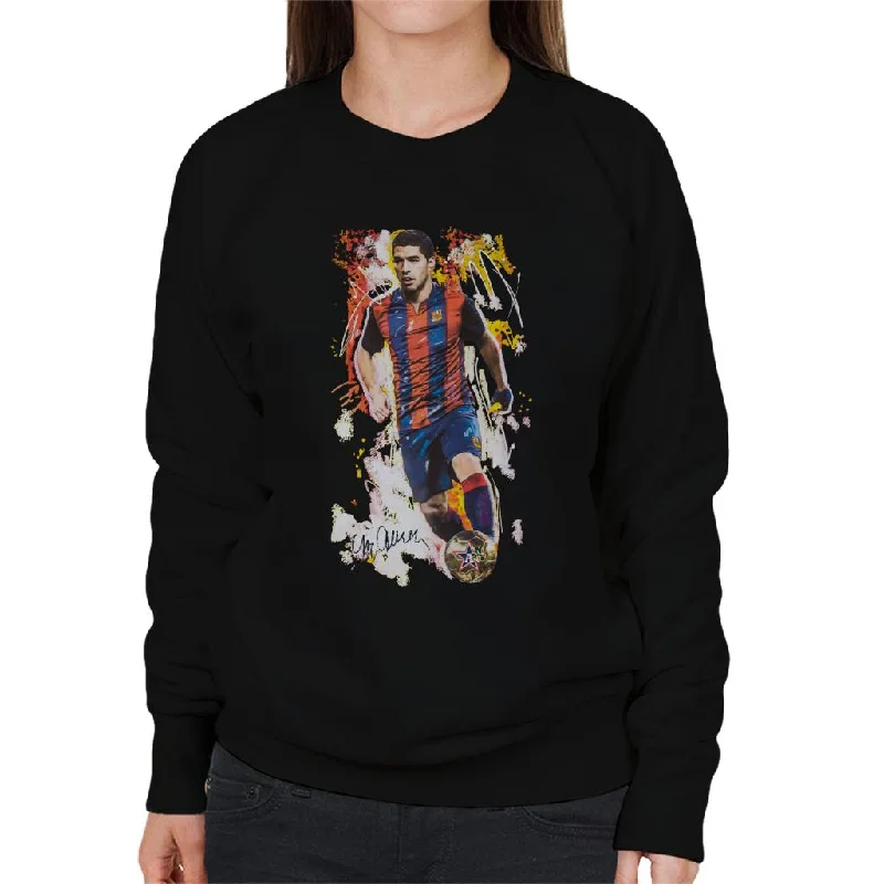 Sidney Maurer Original Portrait Of Luis Suarez Barcelona Women's Sweatshirt Zip Hoodie Drawstring Kangaroo Pocket Sidney Maurer Original Portrait Of Luis Suarez Barcelona Women's Sweatshirt Zip Hoodie Drawstring Kangaroo Pocket