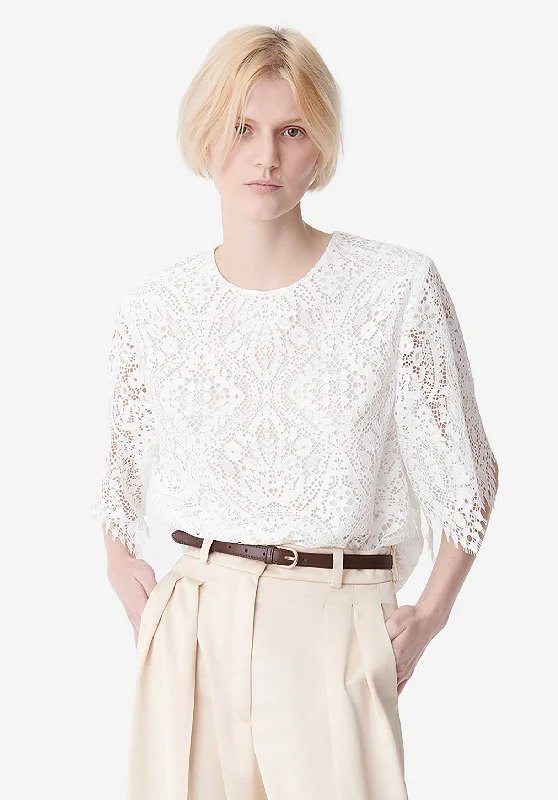 Blouse Calya 4eva36-v09017 White Relaxed Fit Blouse