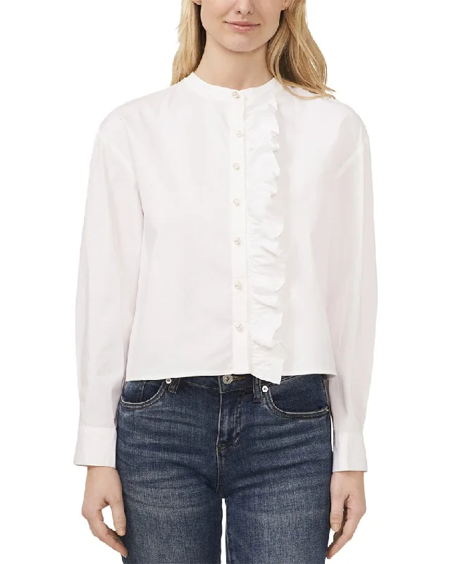 Cece Cropped Button Down Blouse Smart Casual Blouse