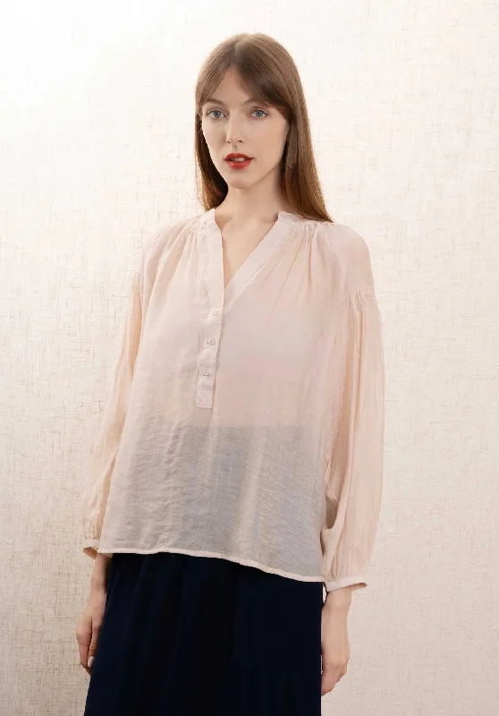 Blouse 5183 Beige Puff Sleeve Blouse