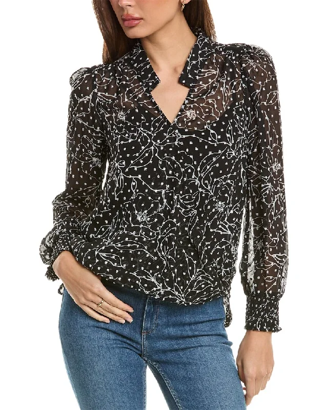 Bobeau Surplice Blouse Puff Sleeve Blouse
