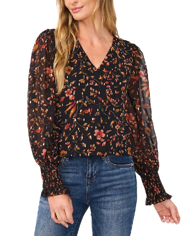 Cece V-Neck Blouse Classic Striped Blouse