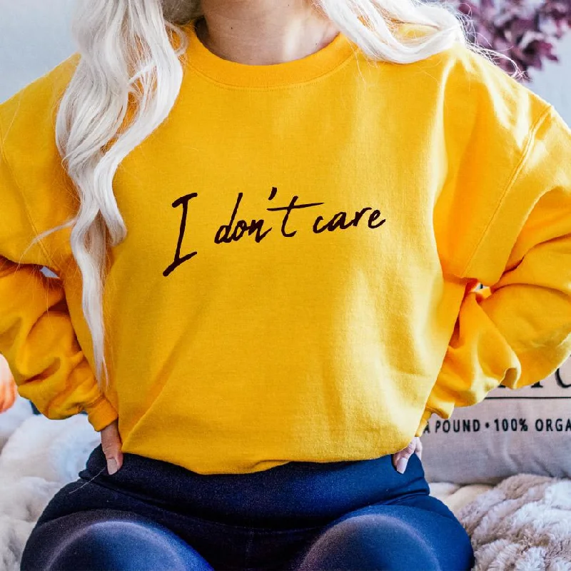 I Don't Care Crew Sweatshirt Hoodie with Slim Fit Tailored Modern