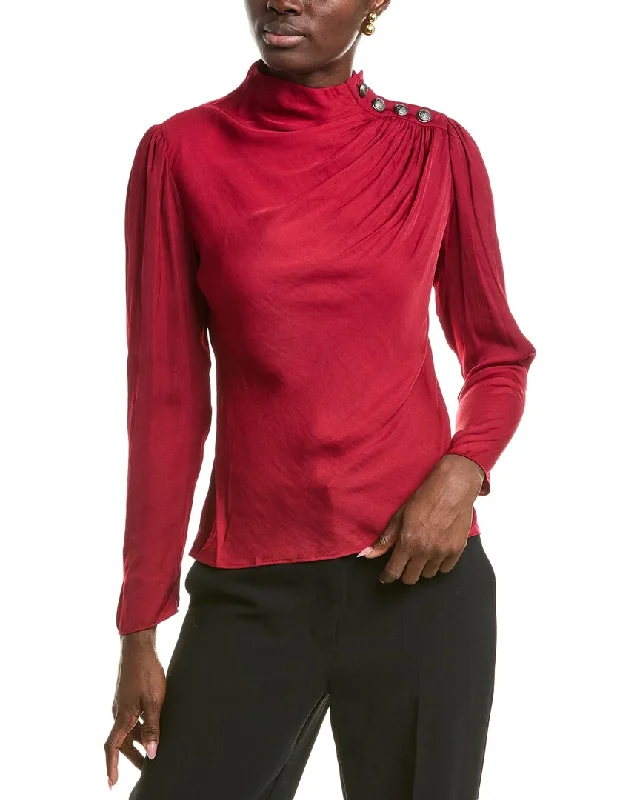 T Tahari High-Neck Airflow Blouse High Neck Blouse