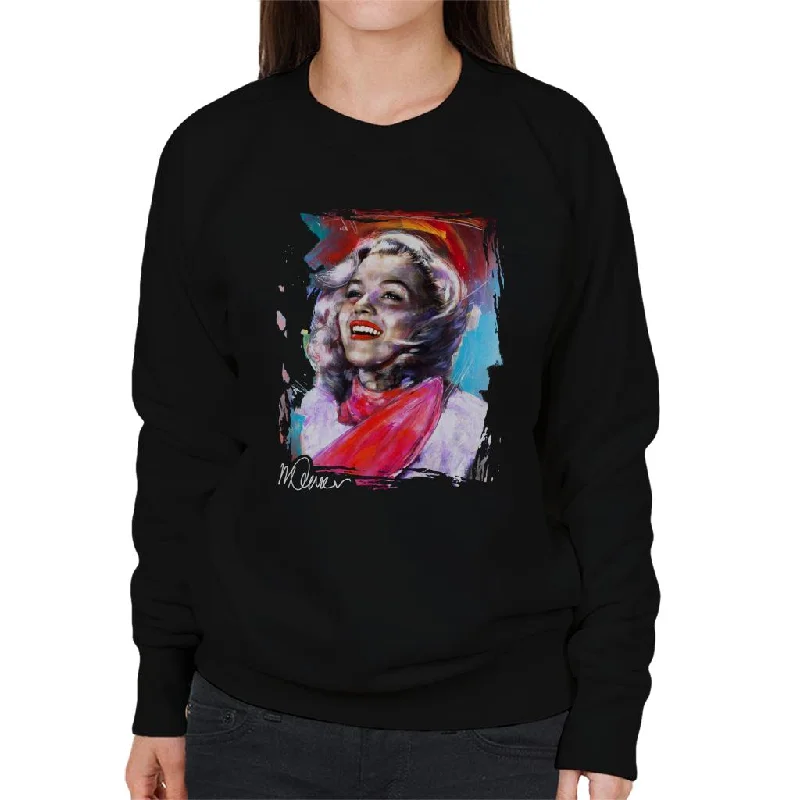 Sidney Maurer Original Portrait Of Marilyn Monroe Scarf Women's Sweatshirt Hoodie with Monochrome Minimalist Simple Sidney Maurer Original Portrait Of Marilyn Monroe Scarf Women's Sweatshirt Hoodie with Monochrome Minimalist Simple