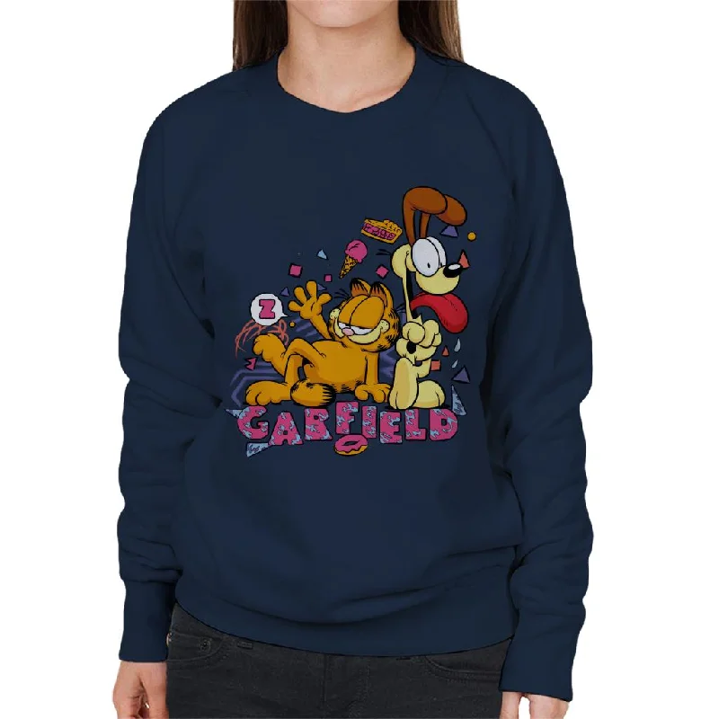 Garfield And Odie Retro 90s Snack Art Women's Sweatshirt Hoodie with Pattern Geometric Abstract Garfield And Odie Retro 90s Snack Art Women's Sweatshirt Hoodie with Pattern Geometric Abstract