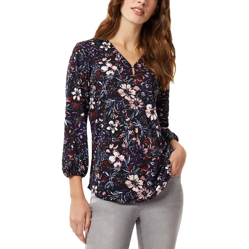 Womens Printed Keyhole Blouse Vintage Polka Blouse