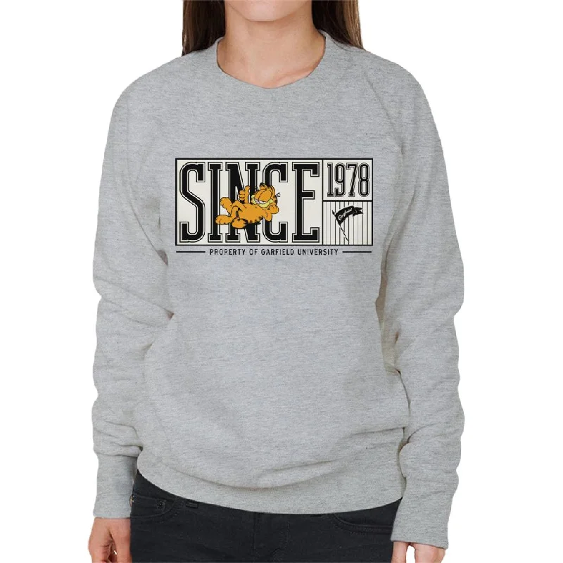 Garfield University Property Since 1978 Women's Sweatshirt Hoodie with Rolled Sleeves Casual Relaxed Garfield University Property Since 1978 Women's Sweatshirt Hoodie with Rolled Sleeves Casual Relaxed