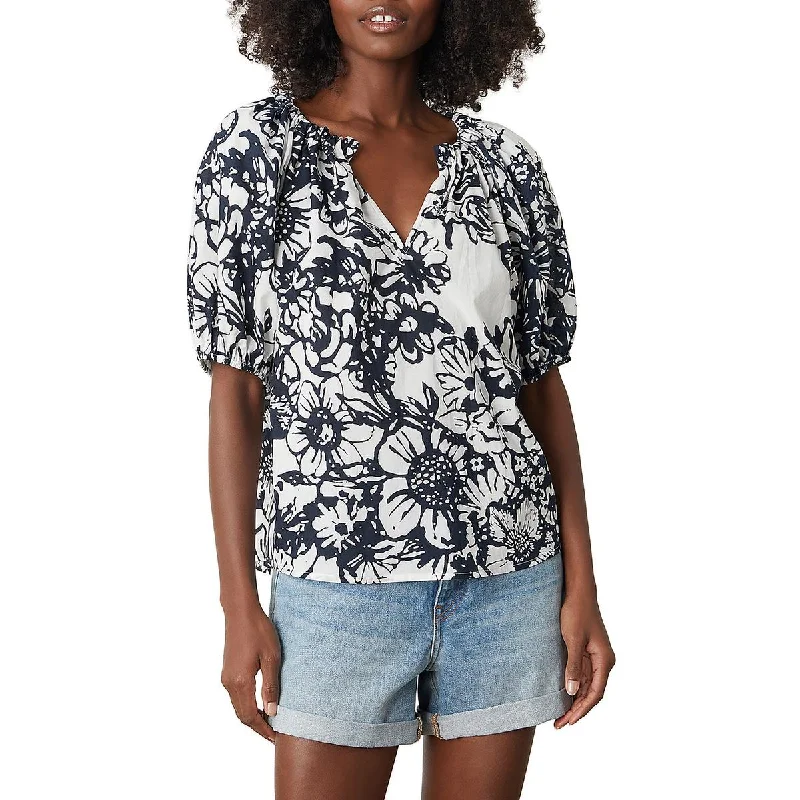 Womens Floral Print V-Neck Blouse Lightweight Floral Blouse
