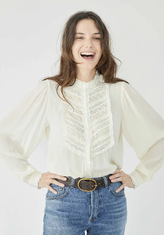 Blouse Ch23013 Mozart Ecru Ruffled Neck Blouse