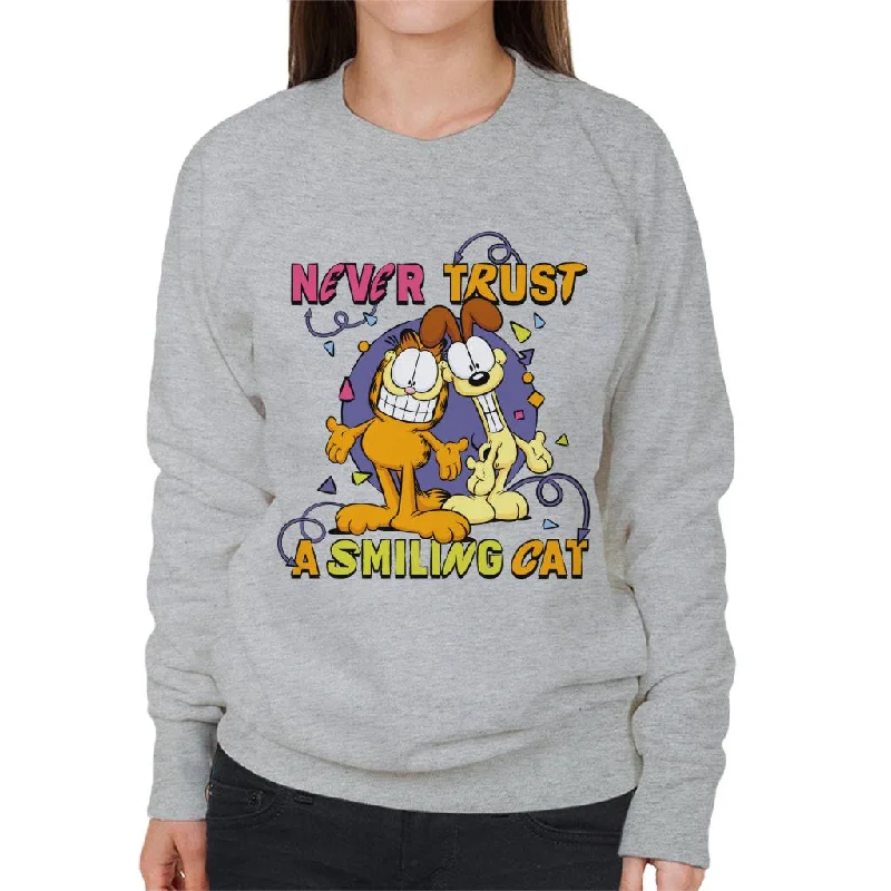 Garfield Never Trust A Smiling Cat Women's Sweatshirt Hoodie with Hidden Zipper Minimalist Clean Garfield Never Trust A Smiling Cat Women's Sweatshirt Hoodie with Hidden Zipper Minimalist Clean
