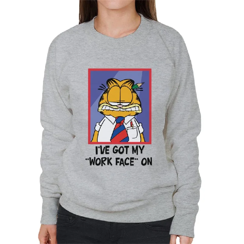 Garfield Got My Work Face On Women's Sweatshirt Hoodie with Batwing Sleeves Loose Dramatic Garfield Got My Work Face On Women's Sweatshirt Hoodie with Batwing Sleeves Loose Dramatic