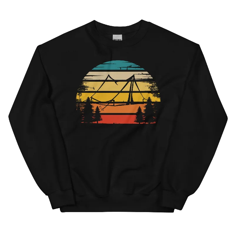 Retro Sonne und Camping - Sweatshirt (Unisex) Hoodie Crop Top Short Trendy
