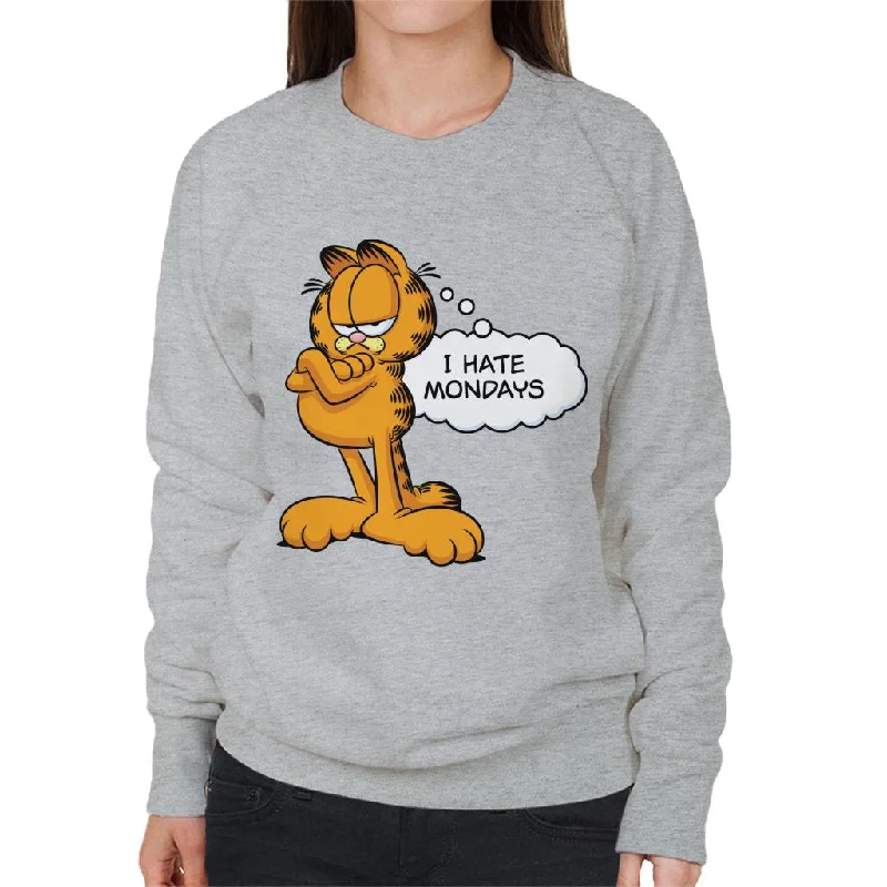 Garfield I Hate Mondays Women's Sweatshirt Hoodie with Hem Drawcord Adjustable Customizable Garfield I Hate Mondays Women's Sweatshirt Hoodie with Hem Drawcord Adjustable Customizable