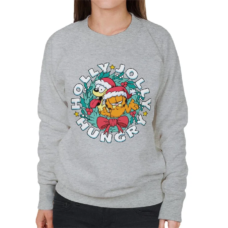 Garfield Christmas Holly Jolly Hungry Women's Sweatshirt Hoodie with Ribbed Neckline Snug Warm Garfield Christmas Holly Jolly Hungry Women's Sweatshirt Hoodie with Ribbed Neckline Snug Warm