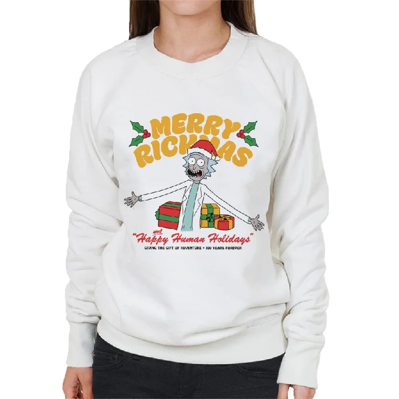 Rick and Morty Merry Rickmas And Happy Human Holidays Christmas Women's Sweatshirt Hoodie with Oversized Fit Loose Comfortable Rick and Morty Merry Rickmas And Happy Human Holidays Christmas Women's Sweatshirt Hoodie with Oversized Fit Loose Comfortable