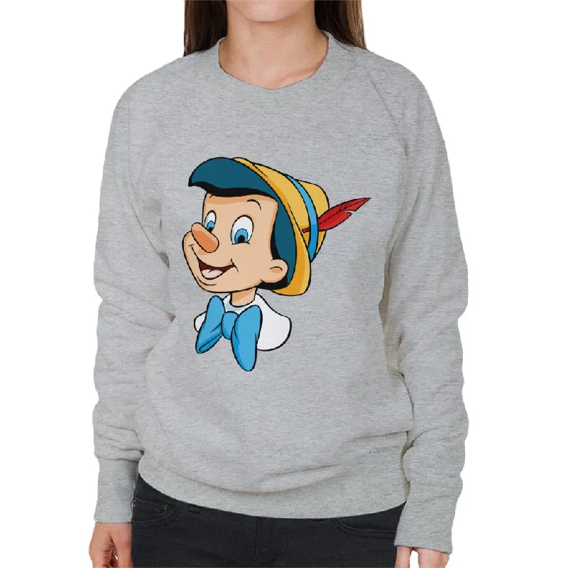 Disney Pinocchio Bow Tie Smile Women's Sweatshirt Hoodie with Hem Detail Decorative Unique Disney Pinocchio Bow Tie Smile Women's Sweatshirt Hoodie with Hem Detail Decorative Unique