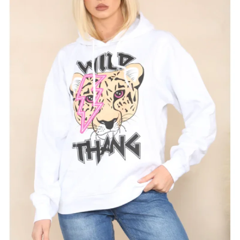 Wild Thing Tiger Lounge Hoodie Hoodie with Elastic Cuffs Stretchable Comfortable