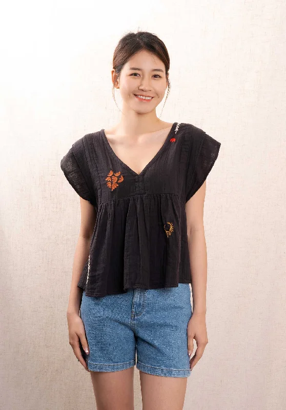 Blouse Com Tc208 Com Tc208 Brod Carbone Sleeveless Chiffon Blouse