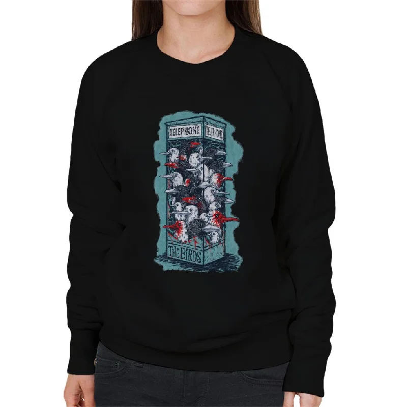 The Birds Dark Phone Booth Women's Sweatshirt Hoodie with Hidden Zipper Minimalist Clean The Birds Dark Phone Booth Women's Sweatshirt Hoodie with Hidden Zipper Minimalist Clean
