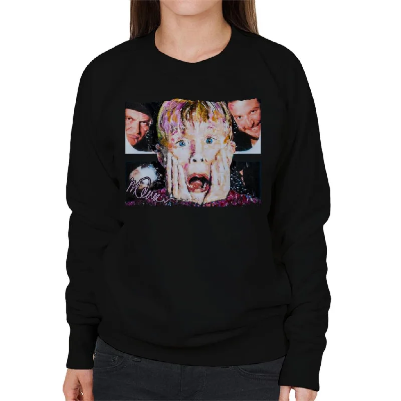 Sidney Maurer Original Portrait Of Macaulay Culkin Home Alone Women's Sweatshirt Hoodie with Emblem Brand Identity Sidney Maurer Original Portrait Of Macaulay Culkin Home Alone Women's Sweatshirt Hoodie with Emblem Brand Identity