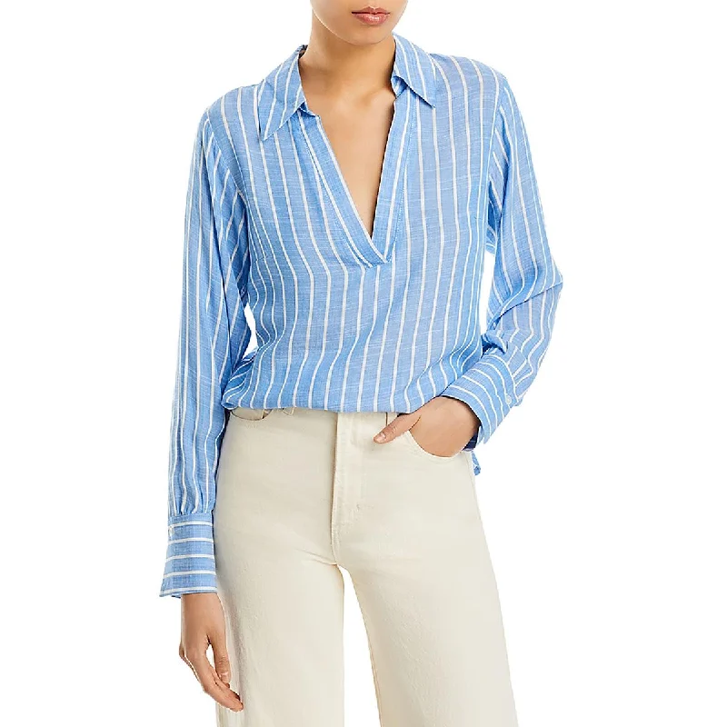 Womens Cotton V-Neck Blouse Airy Cotton Blouse