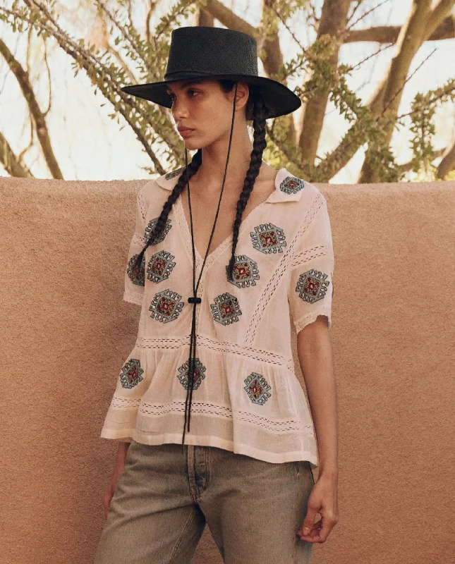 Blouse Santa Fe Top Cream Vintage Lace Blouse