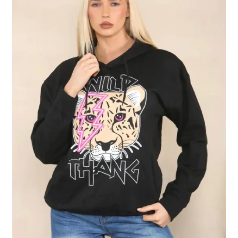 Wild Thing Tiger Lounge Hoodie Hoodie Dress Longline Feminine