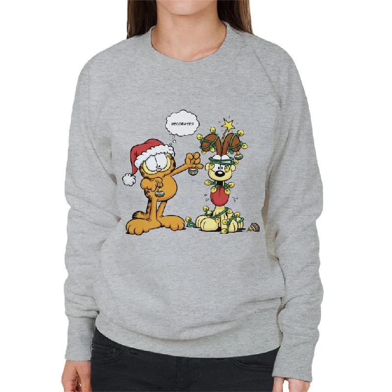 Garfield Christmas Odie Decorated Women's Sweatshirt Hoodie Crop Top Short Trendy