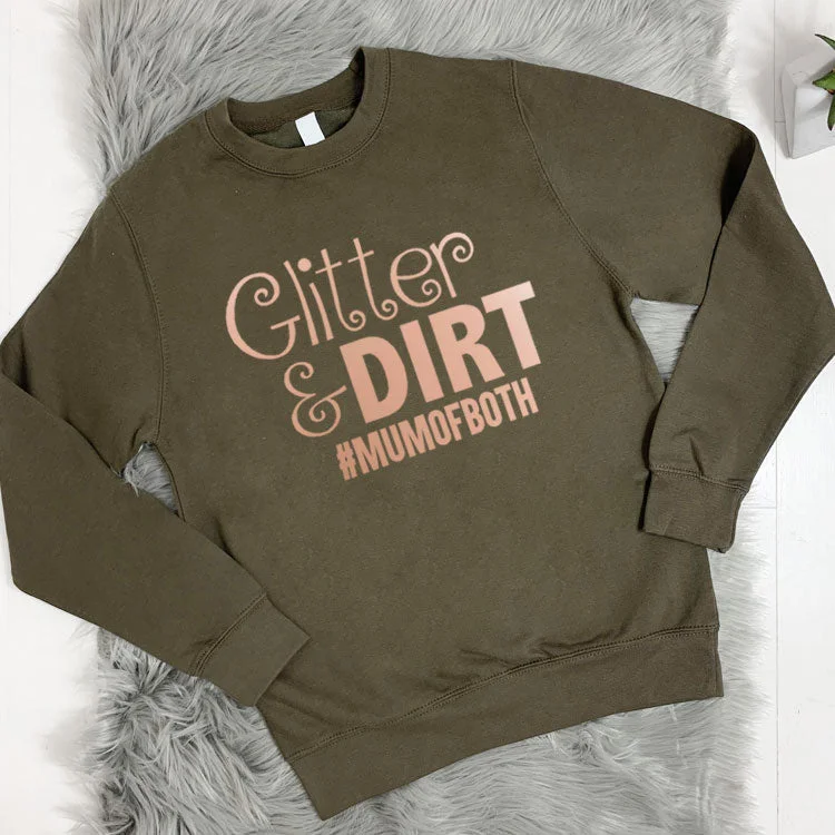 Glitter and Dirt Crew Sweatshirt (MRK X) Hoodie with Fur Luxurious Winter