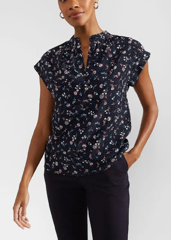 Carine Blouse 0124/6060/9021l00 Navy-Multi Short Sleeve Blouse