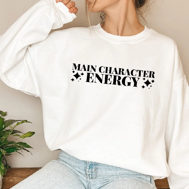 Main Character Energy Sweatshirt Hoodie with Puffed Sleeves Voluminous Trendy