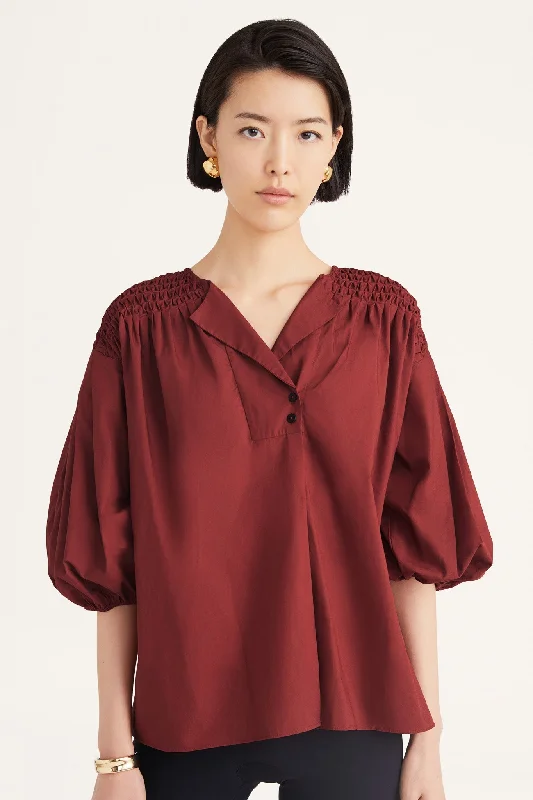 Blouse 152e59po Dalen Terracotta Collared Satin Blouse