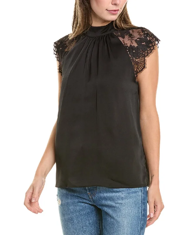 Vince Camuto Lace Shoulder Blouse Classic White Blouse