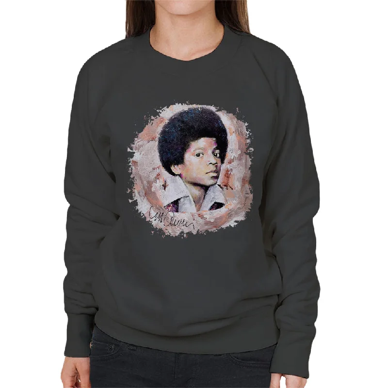Sidney Maurer Original Portrait Of Michael Jackson Young Women's Sweatshirt Hoodie with Batwing Sleeves Loose Dramatic Sidney Maurer Original Portrait Of Michael Jackson Young Women's Sweatshirt Hoodie with Batwing Sleeves Loose Dramatic