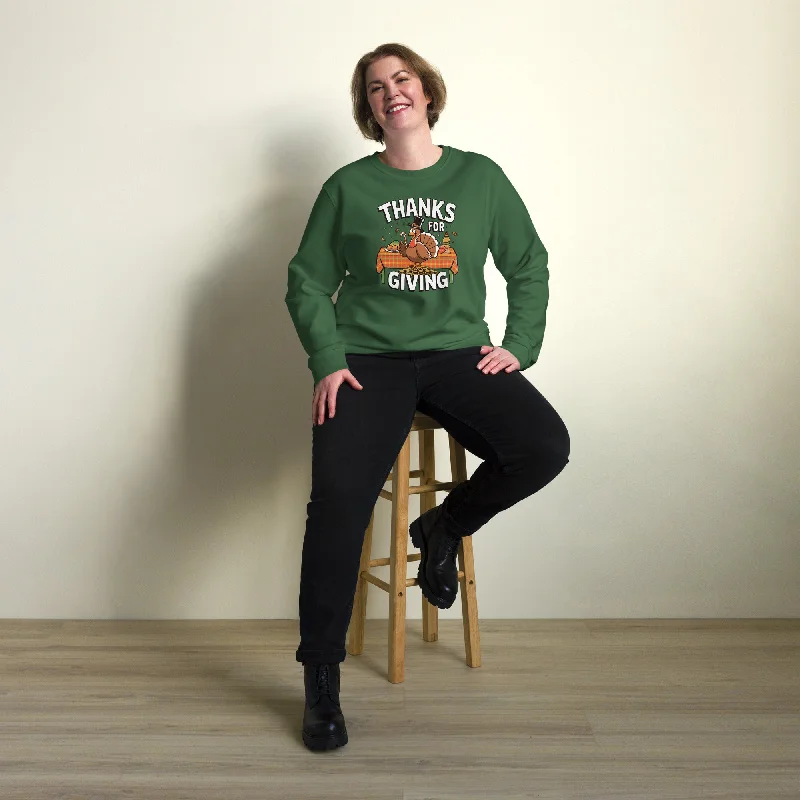 Thanks For Giving Graphic Women Organic Sweatshirt Hoodie with Earth Tones Natural Calm Thanks For Giving Graphic Women Organic Sweatshirt Hoodie with Earth Tones Natural Calm