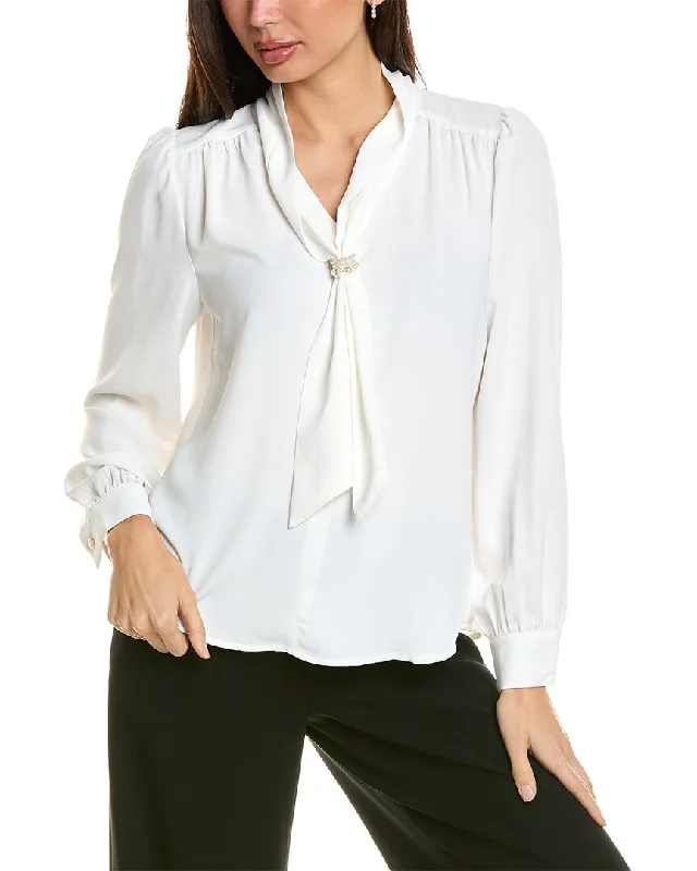 Adrianna Papell Tie-Neck Blouse Chic Off-Shoulder Blouse