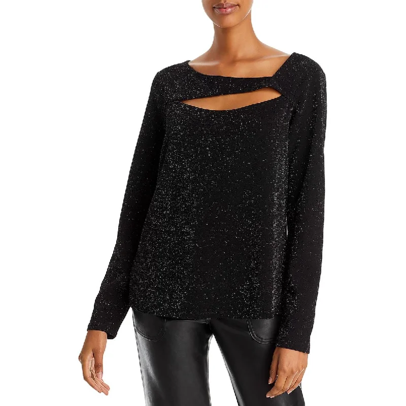 Womens Cutout Long Sleeve Blouse Elegant Office Blouse