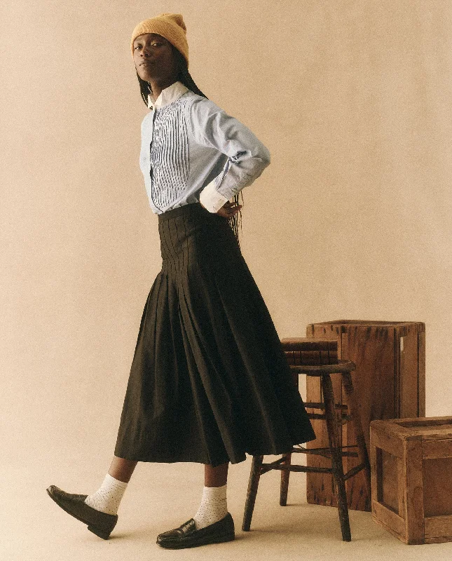 Blouse T1247844 Pleated Tux Blue-Oxford-White Embellished Collar Blouse