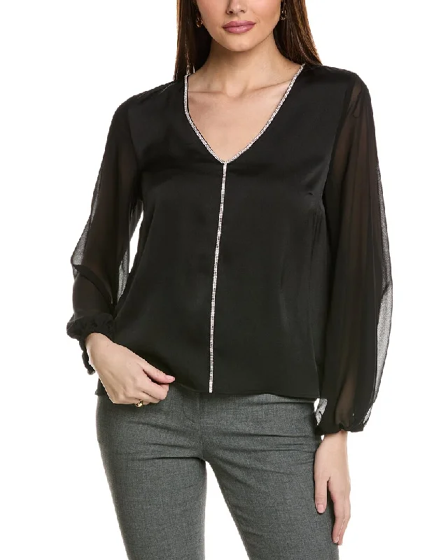Vince Camuto Chiffon Blouse Vintage Lace Blouse