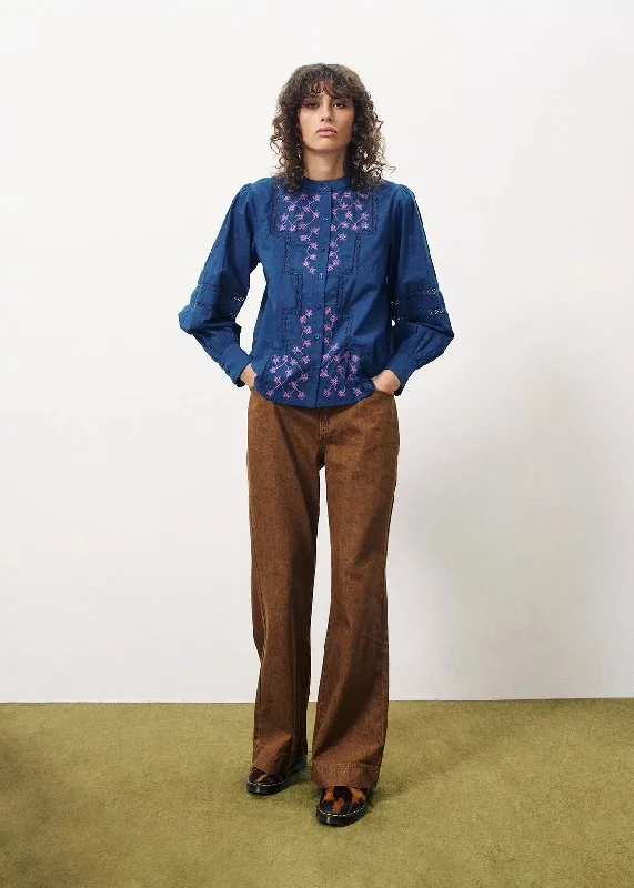 Blouse Inc-24025 Evaleen Bleu-Marine Boho Chic Blouse