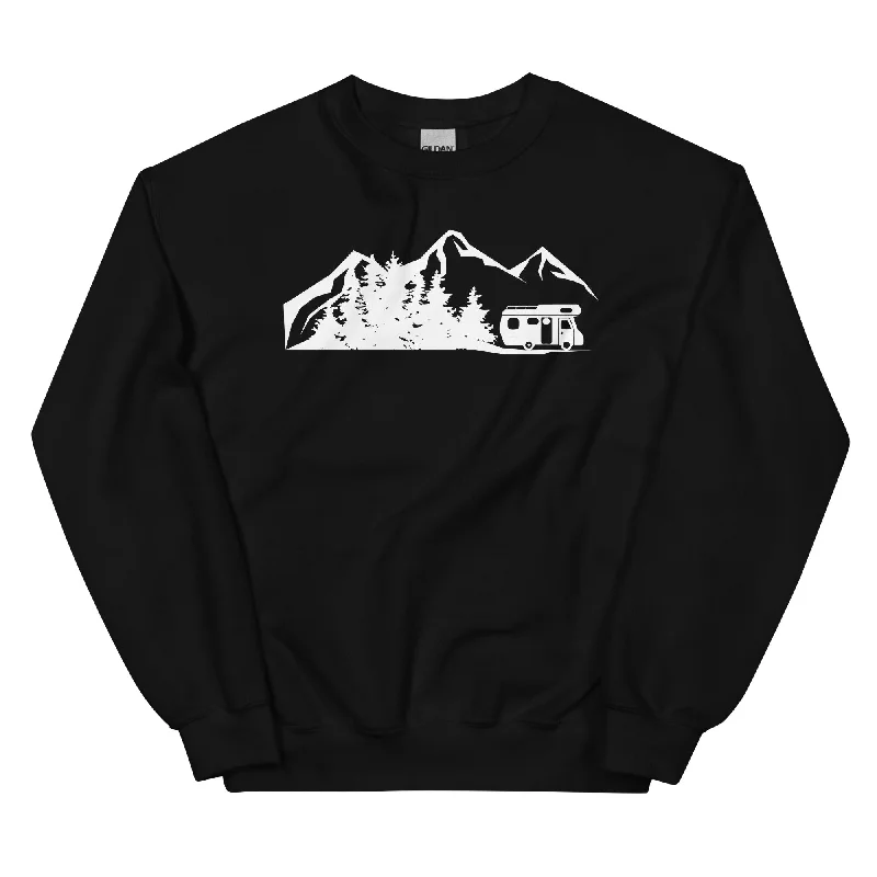 Berge - Bäume - Camping Van - Sweatshirt (Unisex) Hoodie with Rhinestones Sparkly Elegant