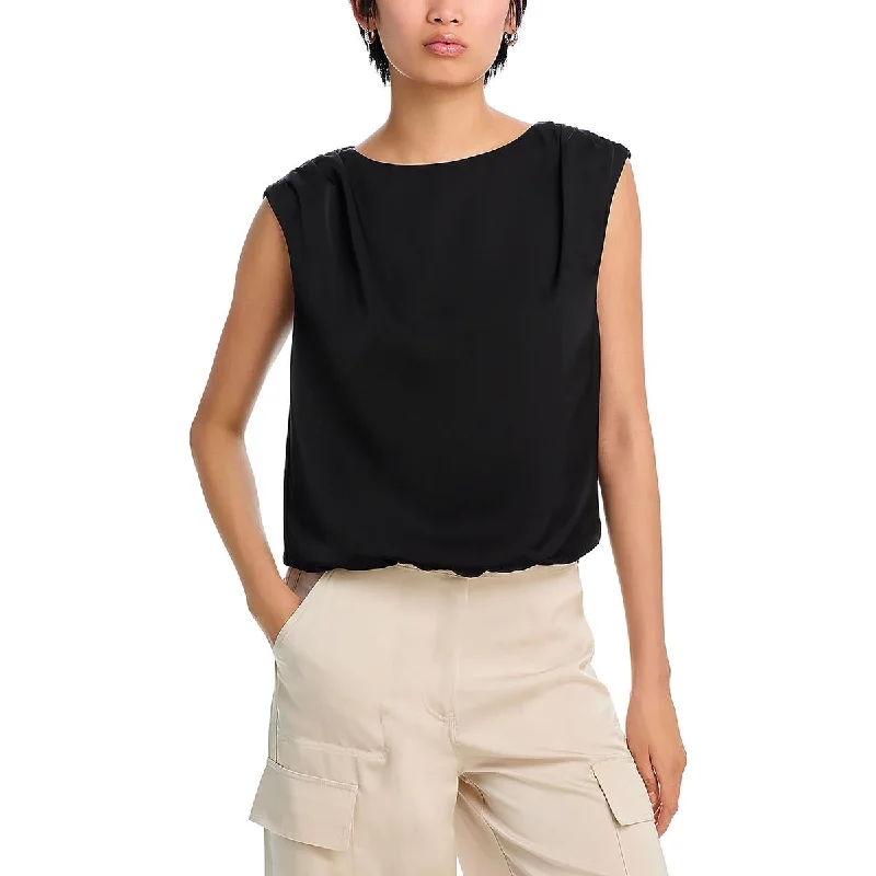 Womens Elastic Waist Cap Sleeve Blouse Modern Oversized Blouse