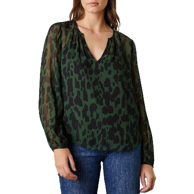 Edna Womens Chiffon Boho Blouse Classic Minimalist Blouse