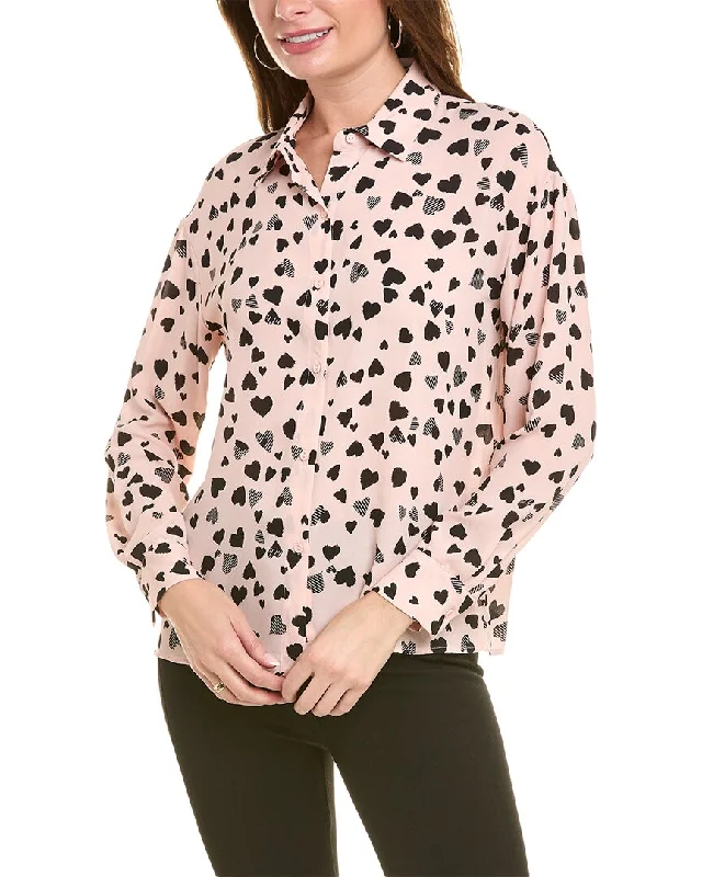 T Tahari Button-Down Blouse Off-Shoulder Wrap Blouse