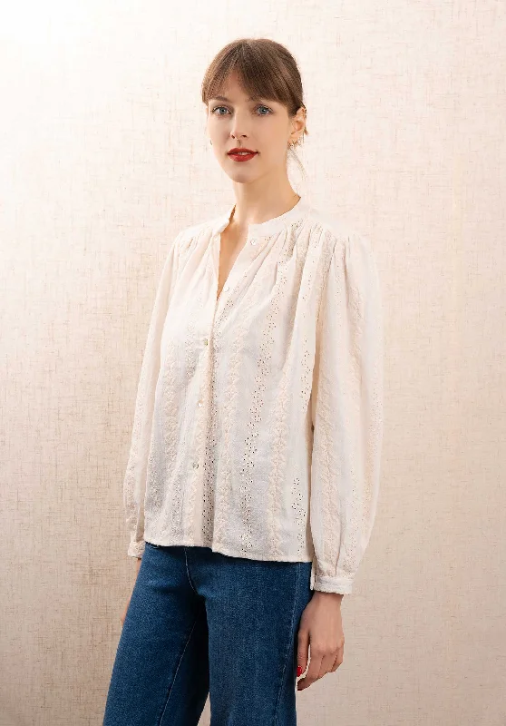 Blouse 11029 Ecru Classic Minimalist Blouse