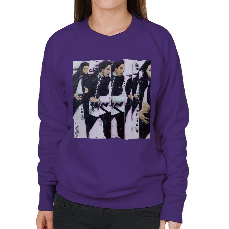 Sidney Maurer Original Portrait Of Michael Jackson 90s Women's Sweatshirt Hoodie with Tied Waist Feminine Flattering Sidney Maurer Original Portrait Of Michael Jackson 90s Women's Sweatshirt Hoodie with Tied Waist Feminine Flattering