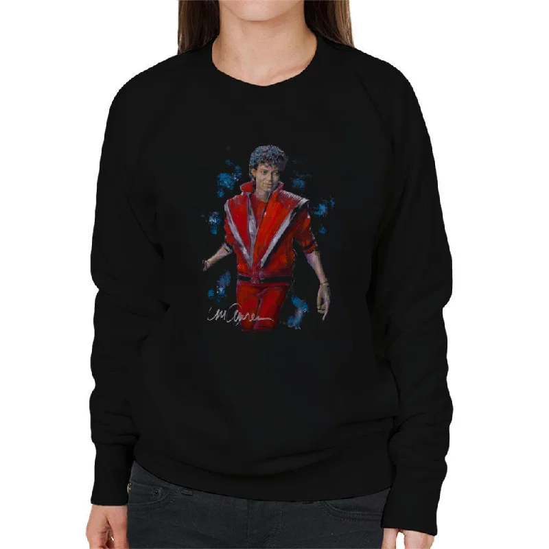 Sidney Maurer Original Portrait Of Michael Jackson Thriller Women's Sweatshirt Hoodie with Cuffed Sleeves Snug Secure Sidney Maurer Original Portrait Of Michael Jackson Thriller Women's Sweatshirt Hoodie with Cuffed Sleeves Snug Secure