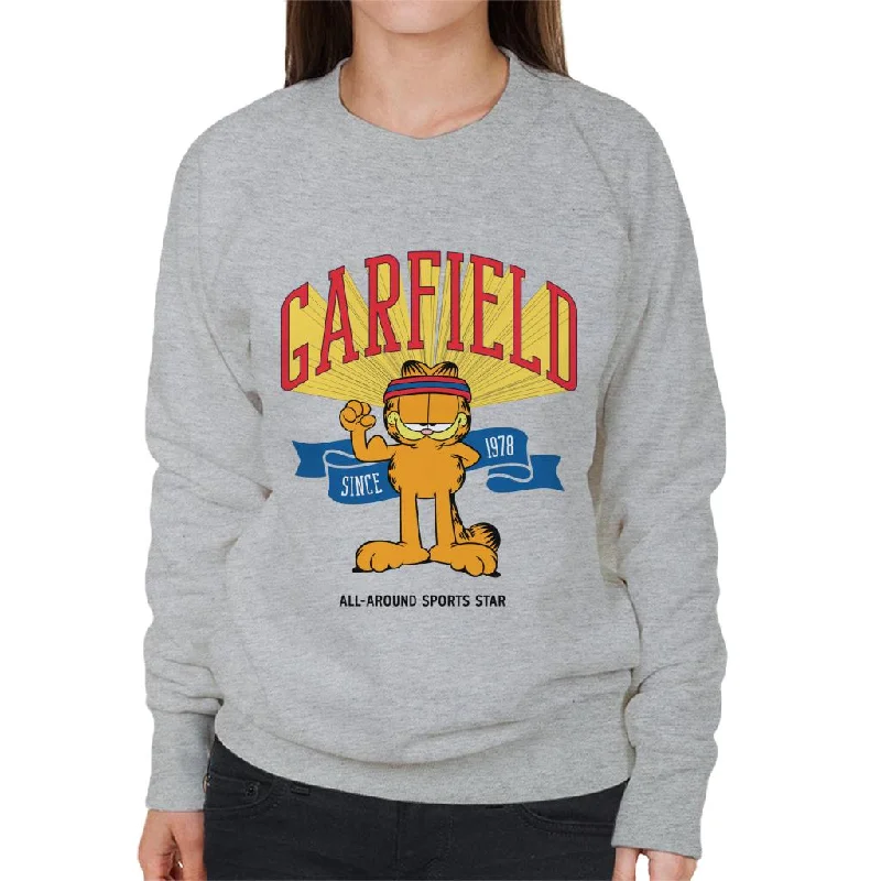 Garfield All Around Sports Star Women's Sweatshirt Hoodie with Applique Textured Unique Garfield All Around Sports Star Women's Sweatshirt Hoodie with Applique Textured Unique